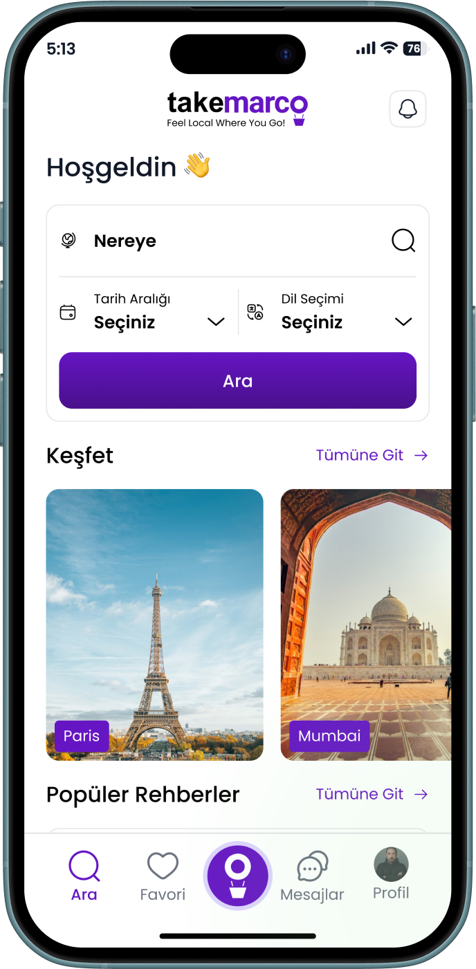 TakeMarco mobil uygulama ekran görüntüsü